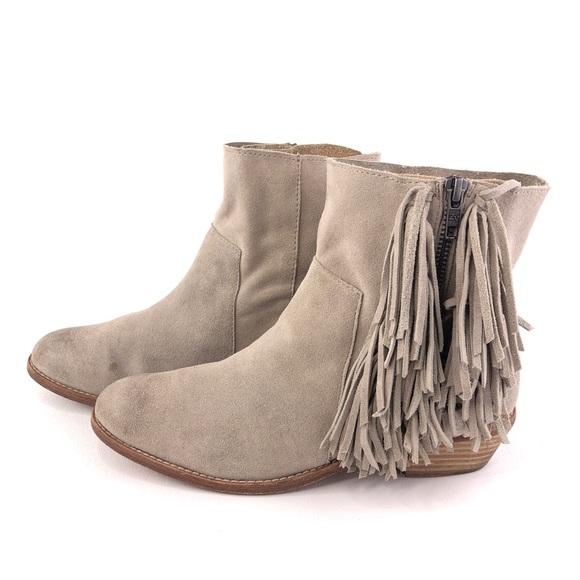 Zadig & Voltaire Pearce Fringe Taupe Suede Ankle Booties 8M - Picture 2 of 14